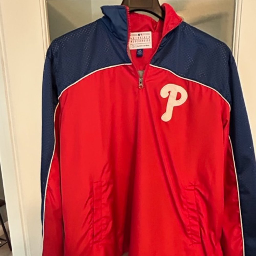 PHILLIES G-III Sports Carl Banks MLB Quarter-Zip Pullover Shell - LARGE
